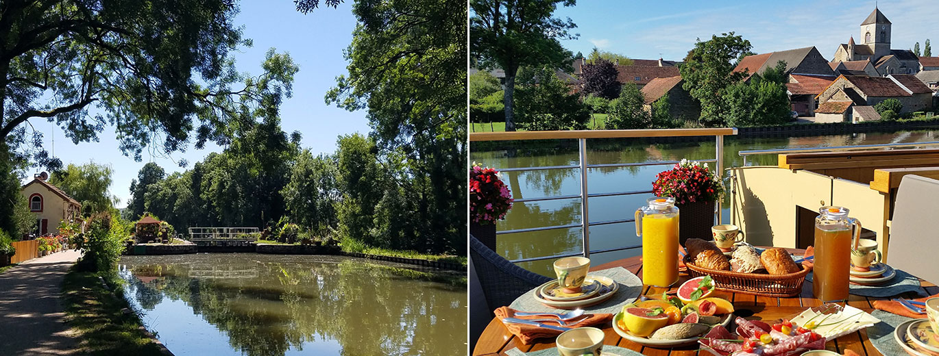 Breakfast on barge Rendezvous along the Canal de Bourgogne 
